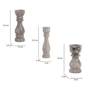 Ensemble de 3 porte-bougies coniques en marbre blanc au design moderne, élégants, sculptés à la main, piliers cannelés minimalistes, pierre texturée chic - Product Image 5