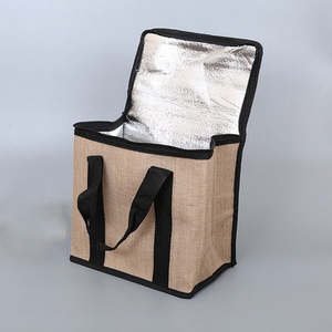 Sac à déjeuner léger en jute avec doublure facile à nettoyer, capacité de 6 à 10 L, avec poignées - Product Image 3