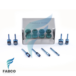 Kit de 8 piezas de fresas dentales para cirugía de implantes con portafresas, instrumentos de cirugía dental con recubrimiento de titanio azul - Product Image 1