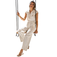 Combinaison à jambes larges pour femmes avec poches, vêtements de mode haut de gamme fabriqués par un fabricant