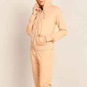 Stylish Women's Winter 2 Piece Activewear <b>Set</b> Hooded Long Sleeve Top <b>Matching</b> <b>Jogger</b> Pants Solid Fleece Casual Sportswear Wear - Product Image 1