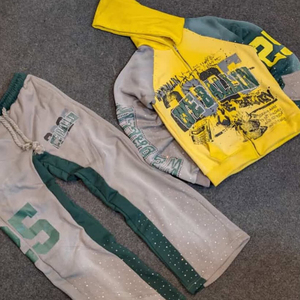 Chándales personalizados para hombre, de invierno, corte holgado, estilo urbano, con estampado serigrafiado, de tejido polar, Spandex/Algodón, 380g, con capucha y cremallera, color liso. - Product Image 6