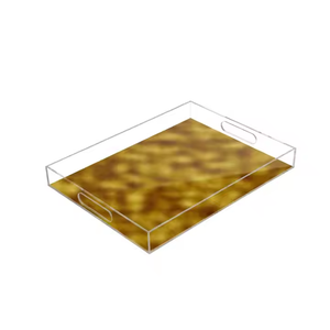 Crystal Acrylic Multi Use Serving Storage Tray With Metal Handles For Tea <b>Coffee</b> Breakfast Lucite Platter For <b>Coffee</b> <b>table</b> decor - Product Image 5