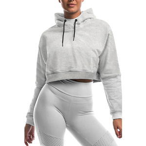 Sudadera Corta de Forro Polar para Mujer, Manga Larga, con Cordón, Ligera, para Fitness, Yoga, Entrenamiento, Ropa Deportiva Informal, Color Gris - Product Image 5