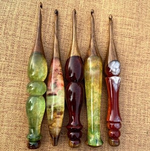 Belladec High Performance Durable Eco-Friendly Resin <b>Crochet</b> <b>Hook</b> Wooden Handle Designed for Easy Yarn Glide Smooth Stitching - Product Image 1
