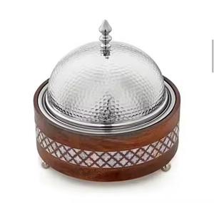 Olla de acero inoxidable aislada con incrustaciones de nácar estilo árabe, con tapa, para uso doméstico y hotelero. - Product Image 2