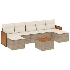 Beige Rattan Garden <b>Sofa</b> <b>Set</b> With Cushions Outdoor Furniture Contemporary Design - Product Image 2