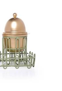 Juego de incensarios metálicos de diseño de jaula al por mayor, de lujo, en oro y verde salvia, con tarro de almacenamiento y bandeja a juego. - Product Image 5