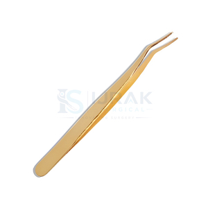 Pince à cils Ijrak en acier inoxydable plaqué or chirurgical, 10 mm, pointe lisse, outil de précision pour extension de cils - Product Image 4