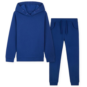 Conjunto Deportivo Azul con Capucha para Hombre, Sudadera Informal, Pantalones Deportivos, Color Sólido, Cierre con Cordón, 100% Algodón, Peso Medio - Product Image 6