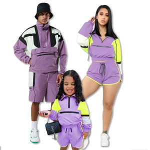 ชุดเสื้อยืดผู้ชายสไตล์ฮิปฮอปลำลอง ลายพิมพ์ซับลิเมชั่นแบบพิเศษ เสื้อแจ็คเก็ตผ้าถักย้อมสีพื้น - Product Image 4