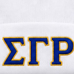 Bonnet blanc personnalisé Sigma Gamma Rho pour femmes, broderie de lettres grecques, bonnet d'hiver en tricot à revers, chaud, accessoire de mode pour sororité - Product Image 5