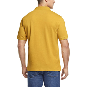 Custom Logo Printed Men's Solid Yellow Short Sleeve for Shirt 100% Cotton Pique Knitted Quick Dry <b>Silk</b> Screen Printed Casual - Product Image 2