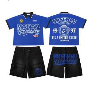 2025 High Quality Men's Casual <b>T</b>-Shirt Set with Breathable Acid Washed Cotton Shorts Customized Logo OEM Summer Set - Product Image 3