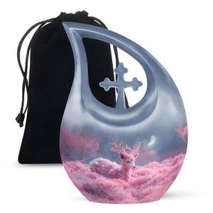 Venta caliente Penguin Group Tear Drop & Beautiful Cross Cremation Urna para adultos para cenizas humanas con bolsa de terciopelo gratis - Product Image 5