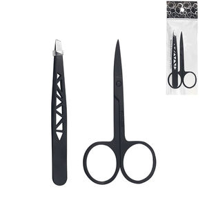 Kit de Recorte de Cejas Negro: Tijeras, Peine, Cuchilla, Pinzas y Cepillo para Pestañas - Product Image 2