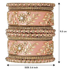 Trendy Handmade Silk Thread Kundan & Stone Studded Chuda Bangles Set <b>Gift</b> for Women Wedding Bangles - Product Image 5