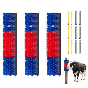 Cepillo rascador para ganado, paquete de 3, poste rascador para cabras con 12 tornillos, 16.9" x 7.5", cepillo para aliviar la picazón en la espalda de vacas - Product Image 1