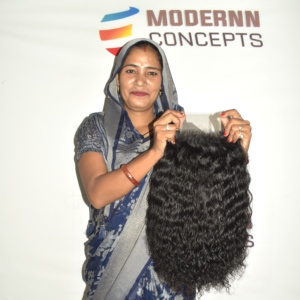 Perruque HD en cheveux naturels indiens bruts, noirs bouclés, non-Remy, avec dentelle transparente, traitement sans produits chimiques, fabrication à la machine - Product Image 6