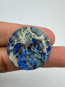 A K Gems Pierre précieuse Jaspe sédimentaire bleu pour cadran de montre, ronde de 28 mm, épaisseur 0,70 mm, trou central de 2 mm, coupe plate, pierre en vrac pour la fabrication de montres - Product Image 2