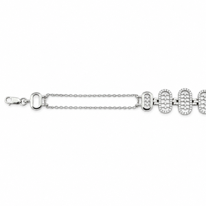 Pulsera de Cadena de Plata de Ley 925 con Diamantes para Mujer, Diseño Geométrico de Eslabones con Alto Brillo, Joyería para Fiestas, Bodas y Uso Diario - Product Image 2