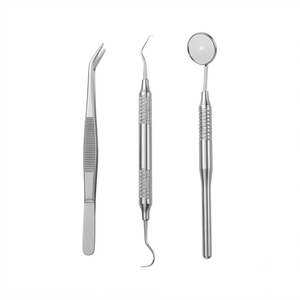 Share 3Pcs Basic Dental Instruments Set Stainless Steel Mouth Mirror Explorer Plier - Product Image 2
