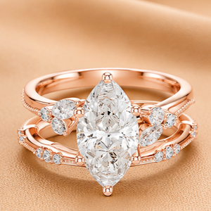 Elegant Marquise Cut Diamond Engagement <b>Ring</b> <b>Set</b> for Women Yellow White Rose <b>Gold</b> Bridal Wedding Jewelry <b>Ring</b> - Product Image 3