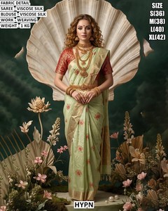 Sari Royal Amora en viscose et soie, traditionnel, infroissable et absorbant l'humidité, pour femmes, idéal pour les mariages et les occasions festives - Product Image 2