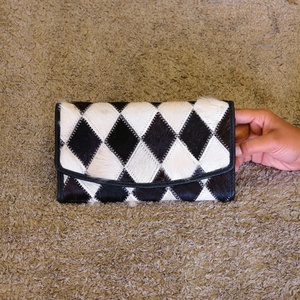 2026 Wholesale Hand Tooling Genuine Leather Women's Evening Clutch <b>Wallets</b> Fashionable Purse Trendy Designer Pouch With Hair Fur - Product Image 1