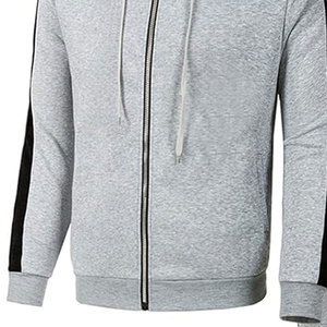 Conjunto Deportivo Gris para Hombre, Sudadera con Capucha y Cremallera de Manga Larga con Pantalones con Cordón, Color Sólido, Estilo Casual para Otoño, Corte Regular - Product Image 6