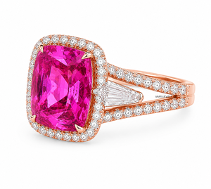 Anillo de Boda con Zafiro Corte Cojín y Diamantes Laterales en Forma de Cometa en Oro de 10K/14K/18K con Baño de Rodio, Estilo Minimalista - Product Image 2
