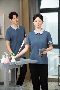 Uniforme de Trabajo para Personal de Limpieza de Hotel, Primavera-Verano, Manga Corta, Ropa de Trabajo Profesional para Servicio de Resort - Product Image 3