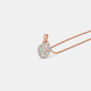 Collar con Colgante de Diamante Cultivado en Laboratorio con Halo e Inicial U en Oro Rosa de 14K - Product Image 3