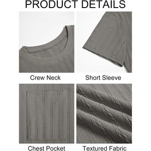 Camiseta informal de verano 2025 para hombre, patrón 3D, manga corta, textura de punto, cuello redondo con bolsillo, Camiseta holgada de gran tamaño - Product Image 5