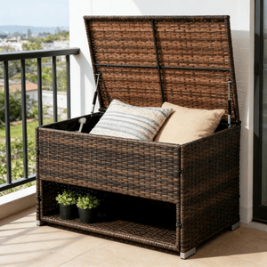 Mobiletto Contenitore in Rattan: Eleganti Panche da Esterno con Pratica Soluzione di Stoccaggio - Product Image 1
