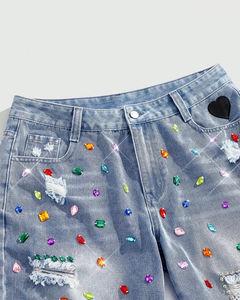 กางเกงขาสั้นผู้ชายแบบเบาสบาย ตกแต่งด้วยคริสตัล ดีไซน์ล่าสุดสำหรับใส่ลำลอง-ขายส่งกางเกงจ็อกเกอร์สำหรับผู้ชาย - Product Image 2