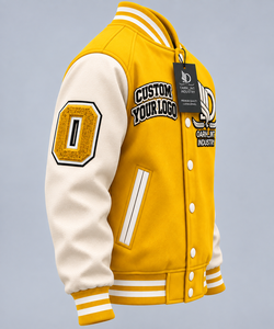 เสื้อแจ็คเก็ตวาร์ซิตี้สีเหลืองขาวสำหรับผู้ชาย OARH_INT INDUSTRY ผ้าฝ้าย 100% ระบายอากาศได้ดี แห้งเร็ว ปักลายแบบกำหนดเองด้านหน้า - Product Image 4