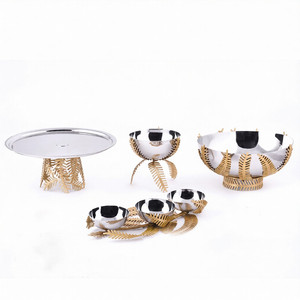 Ensemble de 3 nouveaux bol design fantastique couleur argent et or métal brillant grande décoration bol japonais à prix abordable - Product Image 1