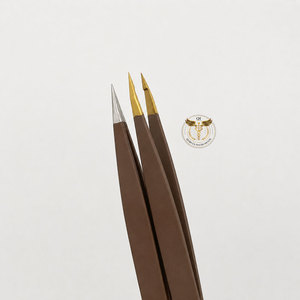Juego de Pinzas para Cejas con Punta Dorada y Plateada, de Acero Inoxidable, Herramientas de Depilación de Precisión para Salones de Belleza, Logotipo Personalizado - Product Image 2