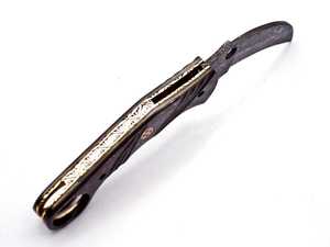 Cuchillo Plegable de Acero de Damasco SHARP POINT TRADES DIY con Hoja de Borde Recto, Apertura con Perilla, Mango de Madera y Diseño Artístico - Product Image 5