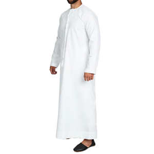 Vente en gros de Thobes blancs unis pour hommes, Abaya musulmane, Thobes Koweïtiennes, Jubbah pour hommes, Jubba musulmane, Thobe de Dubaï, respirant - Product Image 1