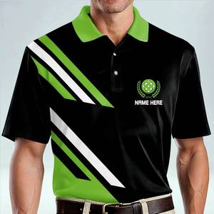 T-shirt unisexe à imprimé numérique personnalisé, écologique, pour pickleball, noir et vert, bloc de couleurs, anti-humidité, manches courtes, coupe classique - Product Image 4