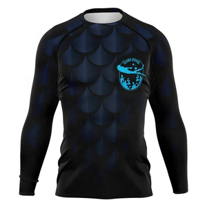 Camiseta Deportiva de Compresión de Manga Larga con Estampado Completo para Hombre, Cuello Redondo, Absorbe la Humedad, Ajustada, para Natación y Entrenamiento, Color Azul Verano - Product Image 3