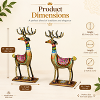Ensemble de 2 figurines de cerfs en fer peintes à la main, design bohème, décoration écologique pour la maison et le bureau, ornement de table