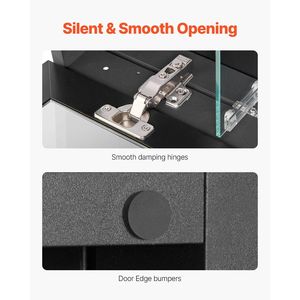 Armadietto Portamedicinali 14 X 24 Pollici con Specchio da Bagno a Parete con Cornice in Alluminio e 2 Ripiani Regolabili - Product Image 6