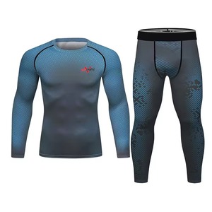 MAQVOB Winter Custom High Quality Custom Logo Skinny Unisex Sports Sweatsuit 2 Piece Compression Yoga Tracksuit - Product Image 2