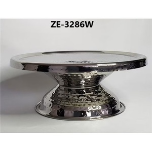 Decorative Handmade Cake Display Stand with Premium Electroplated FinishHandmade Stainless Steel Round Cake Platter ZE-3286W - Product Image 1