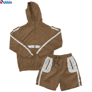 Conjunto Deportivo Personalizado con Chaqueta Cortavientos para Hombre, Conjunto Corto con Bloques de Color, Tejido Informal de Poliéster y Algodón Transpirable para Verano - Product Image 2