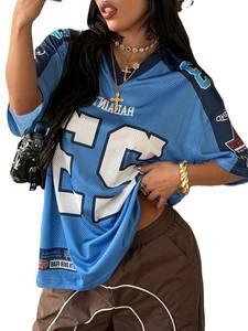 Camiseta de Fútbol Americano Unisex Extra Grande de Malla Azul 100% Poliéster, Estilo Urbano con Número Estampado, Transpirable, Servicio OEM Personalizado - Product Image 5