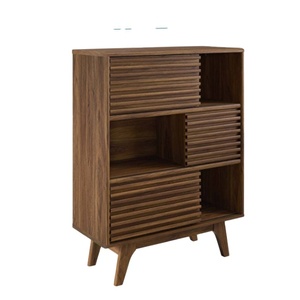 Mueble de Almacenamiento de Estilo Minimalista Moderno con Puertas Corredizas y Cajones para Decoración del Hogar, Madera de Caoba - Product Image 1